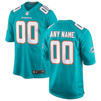 mens nike aqua miami dolphins custom game jersey